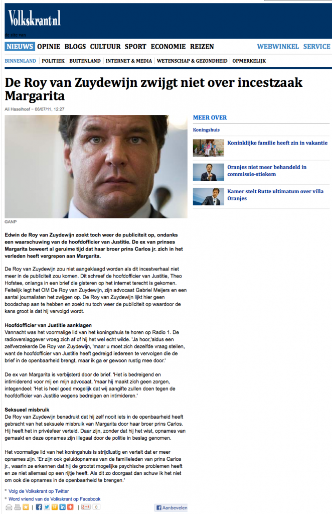 De Roy van Zuydewijn zwijgt niet over incestzaak Margarita - Binnenland - VK 2012-11-11 17-39-18